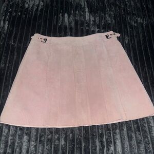 Elegant Leather Pink Pleated Skirt💗